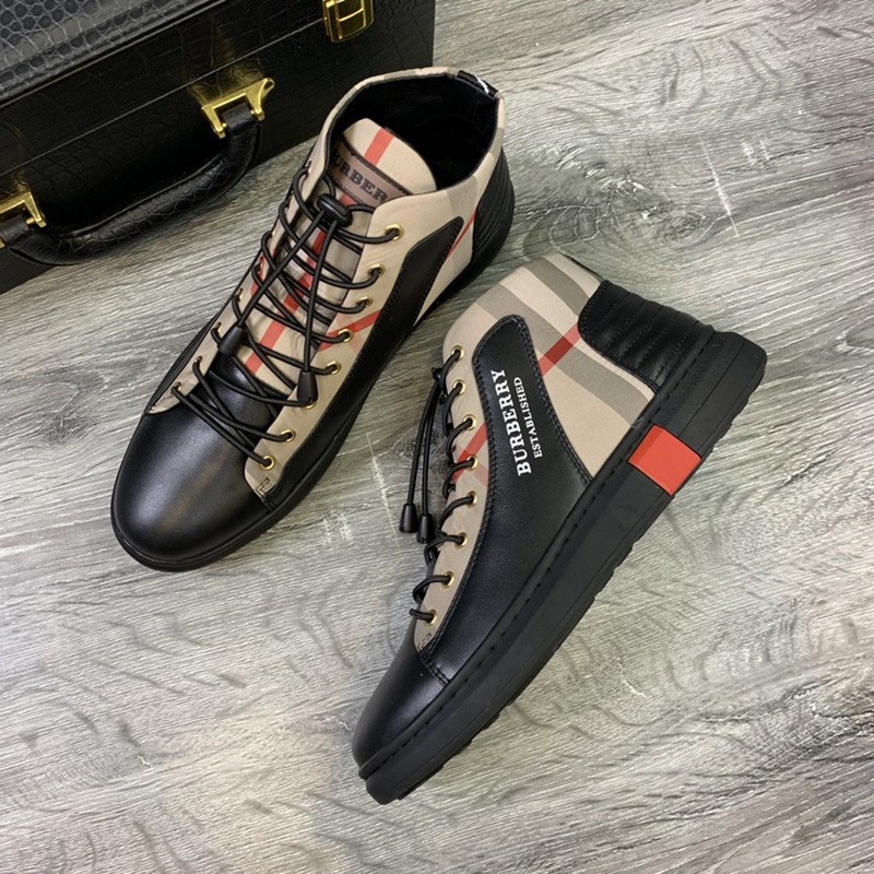 Burberry House Check Cotton And Leather Sneakers In Beige