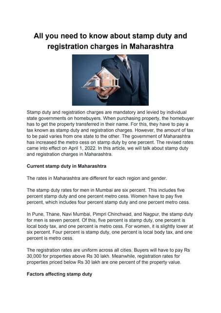 All you need to know about stamp duty and registration charges in Mah…