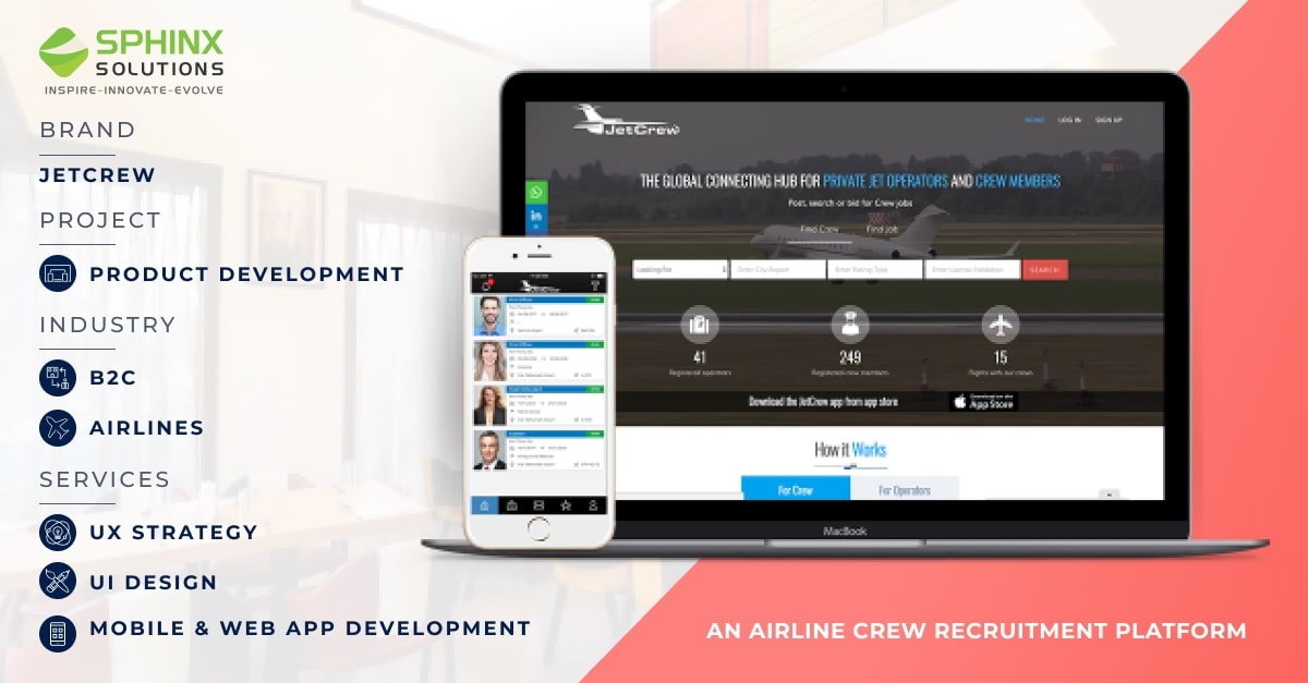 Jet Crew App Development Portfolio | Sphinx Solutions
