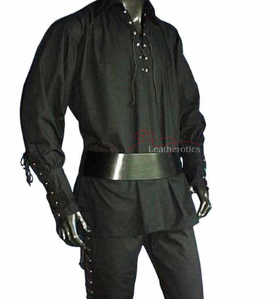 Buy Men's Larp Black French Kilt Shirt | Leatherotics US