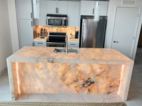 Backlit stone countertops