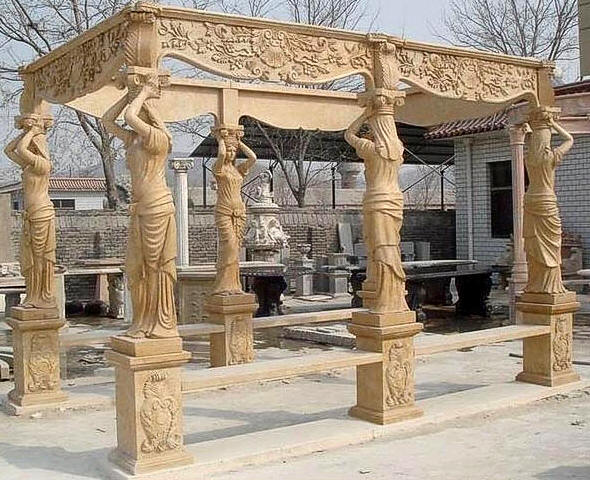 Elegant Marble Italian Gazebos for Luxurious Living – Marble Fountain -4 Season Statues Italian, Garden Statue Fountain – Ital Art World