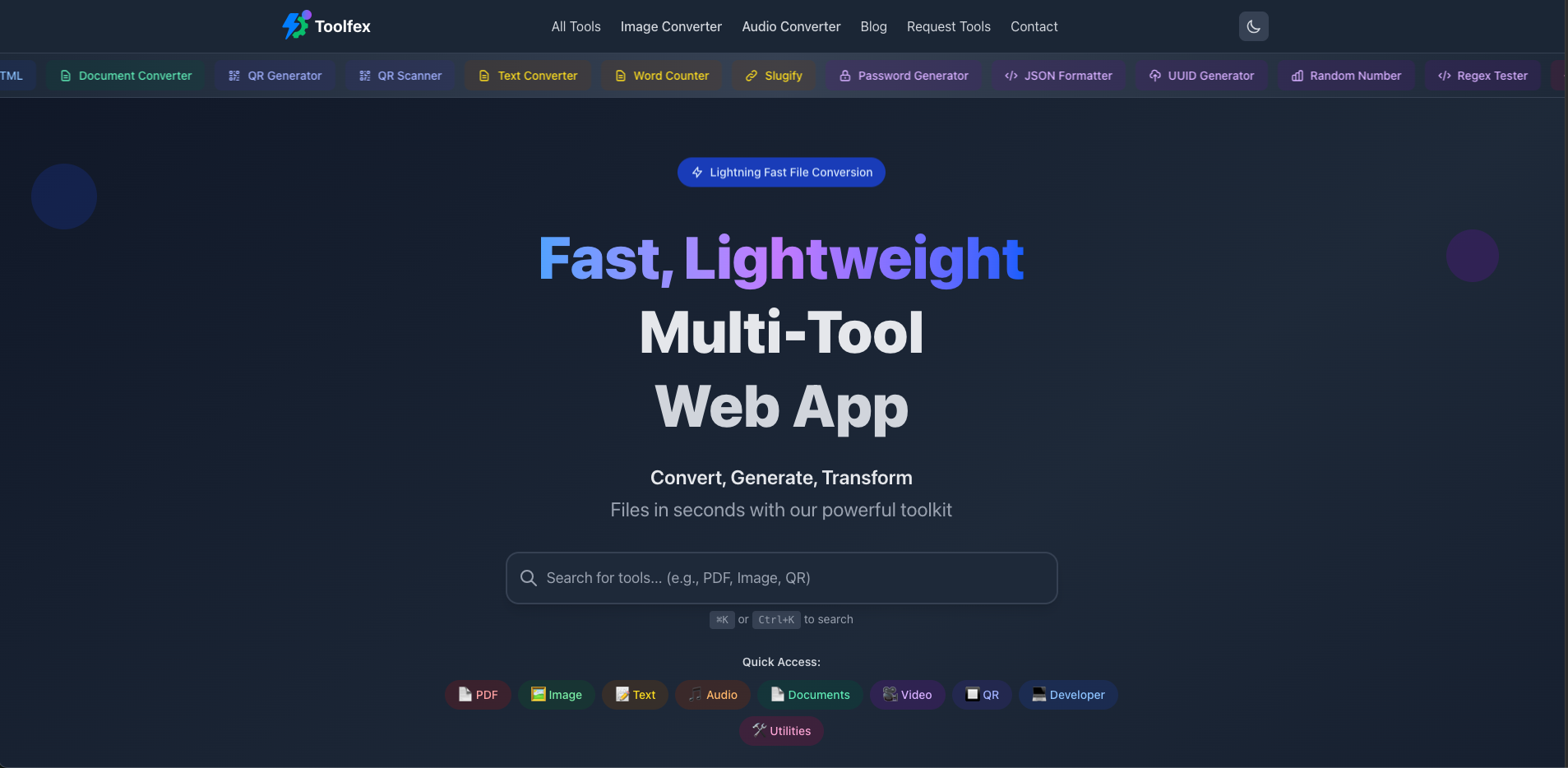 Toolfex - Fast Multi-Tool Web App