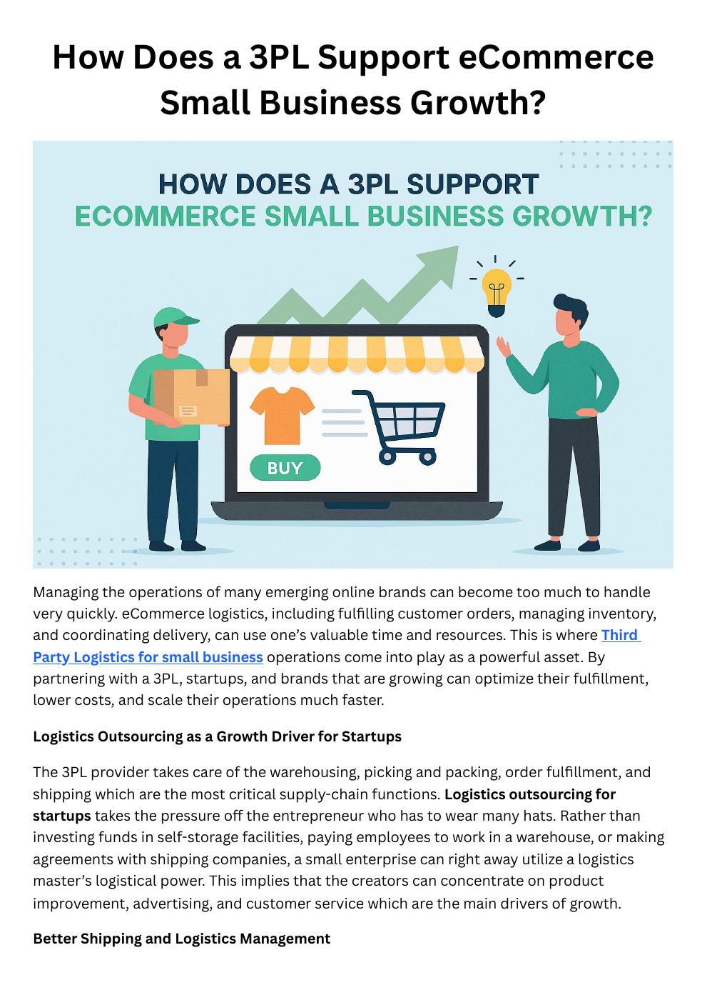 How Does a 3PL Support eCommerce Small Business Growth?