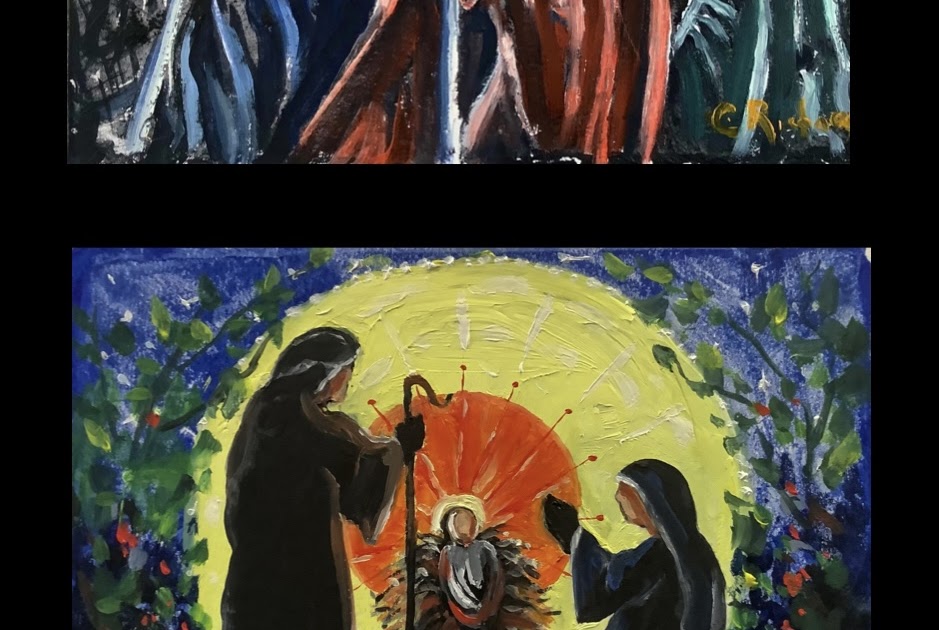 Cathleen Richards - Fine Art: Christmas Trio Monotypes