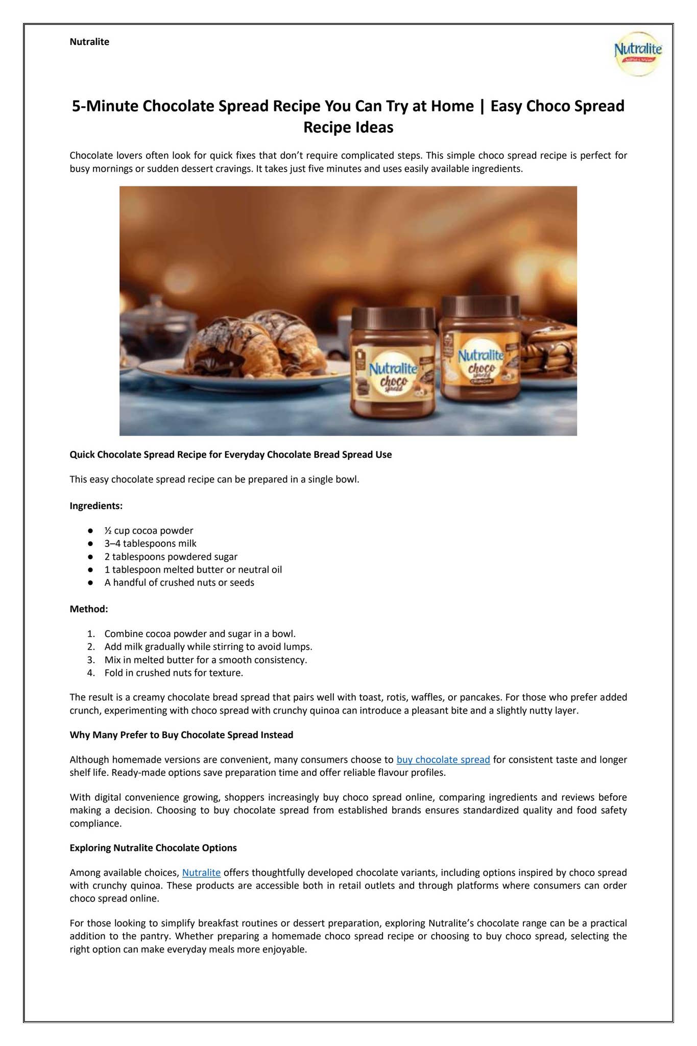 5-Minute Chocolate Spread Recipe You Can Try at Home - Easy Choco Spread Recipe Ideas by Yuvraj Singh - Issuu
