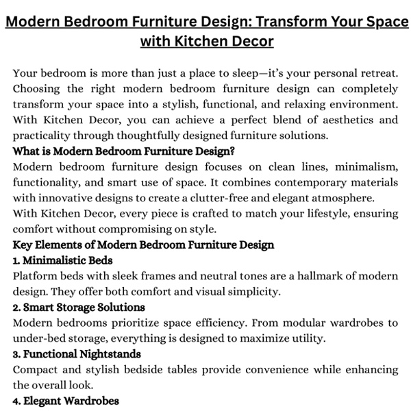 Modern Bedroom Furniture Design Transform Your Space with Kitchen Decor | Pearltrees