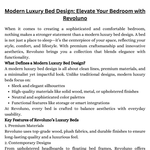 Modern Luxury Bed Design Elevate Your Bedroom with Revoluno | Pearltrees