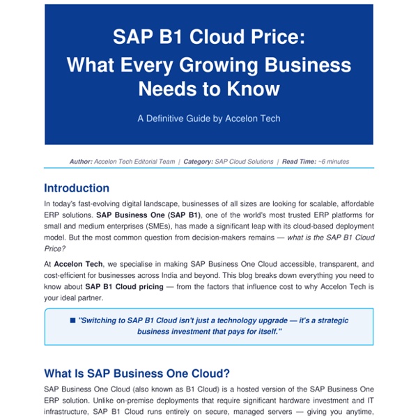 Accelon SAP B1 Cloud Price Blog | Pearltrees