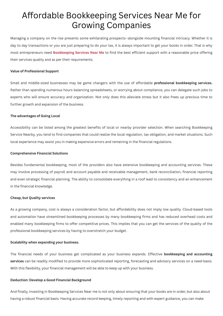PPT - Affordable Bookkeeping Services Near Me for Growing Companies PowerPoint Presentation - ID:14825262