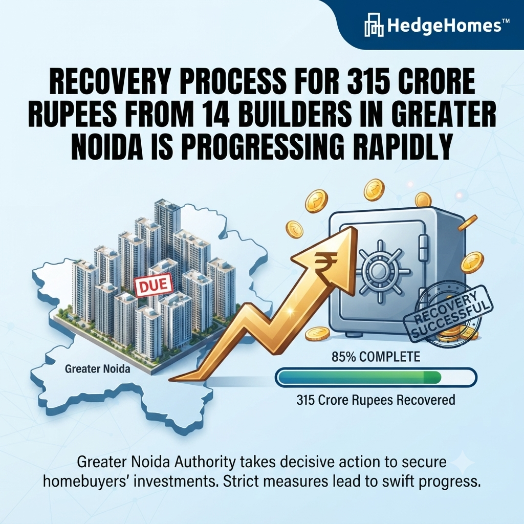 Recovery Process For 315 Crore Rupees From 14 Builders In Greater Noida Is Progressing Rapidly - HedgeHomes