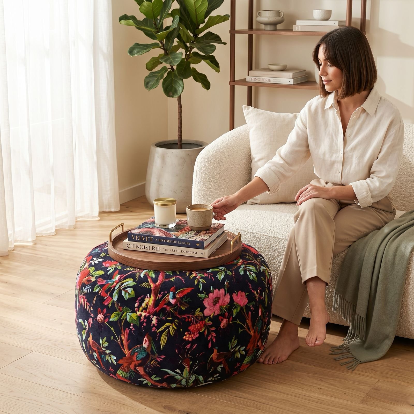 Round Ottomans: Leather, Velvet or Kilim?